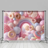 Aperturee - Aperturee Colorful Donuts Candyland Birthday Cake Smash Backdrop